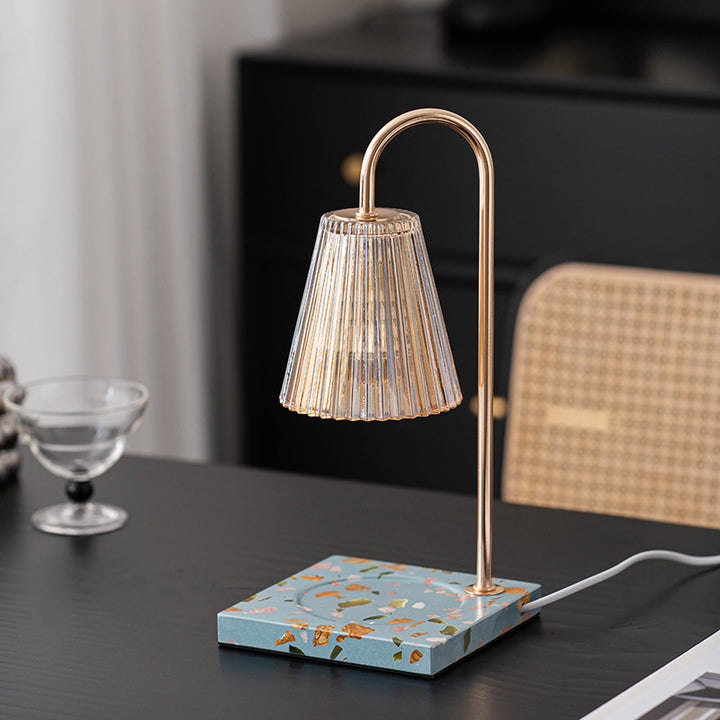Contemporary Nordic Terrazzo Glass Shade 1-Light Melting Wax Table Lamp