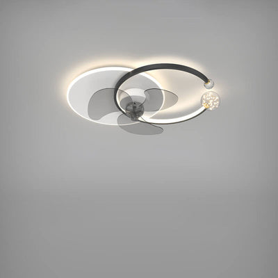 Luxury Double Ring Combination Design LED Flush Mount Fan Light