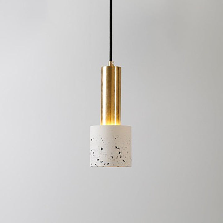 Moderne nordische Pendelleuchte aus farbigem Terrazzo und Metall mit 1 Flamme für das Wohnzimmer 