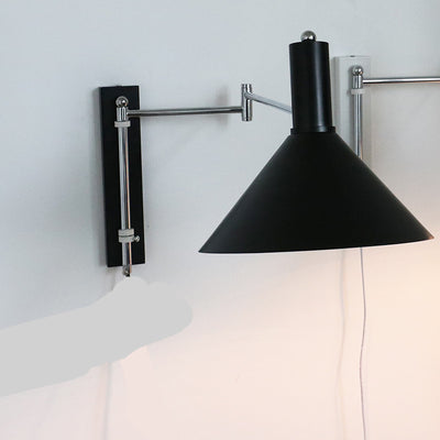 Nordic Vintage Barn Shade 1-Light Swing Arm Wall Sconce Lamp