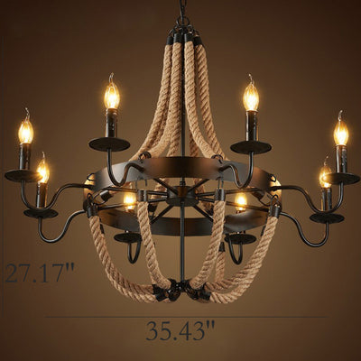 Retro Creative Wrought Iron Twine 6/8-Light Chandeliers