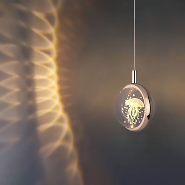 ضوء قلادة LED كريستال ألومنيوم كروي حديث بسيط لغرفة النوم 