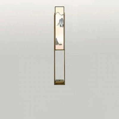 Modern Zen Fabric Square Column 3-Light Standing Floor Lamp