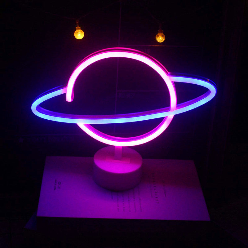Lampe de table LED en plastique néon créatif moderne Planète 