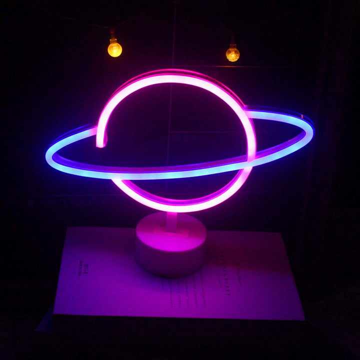 Lampe de table LED en plastique néon créatif moderne Planète 
