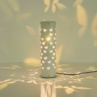 Contemporary Creative Cylinder Butterfly Iron Aluminum LED Standing Floor Lamp For Living Room