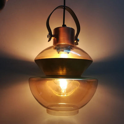 Industrial Amber Geometric Jar Glass 1-Light Pendant Light