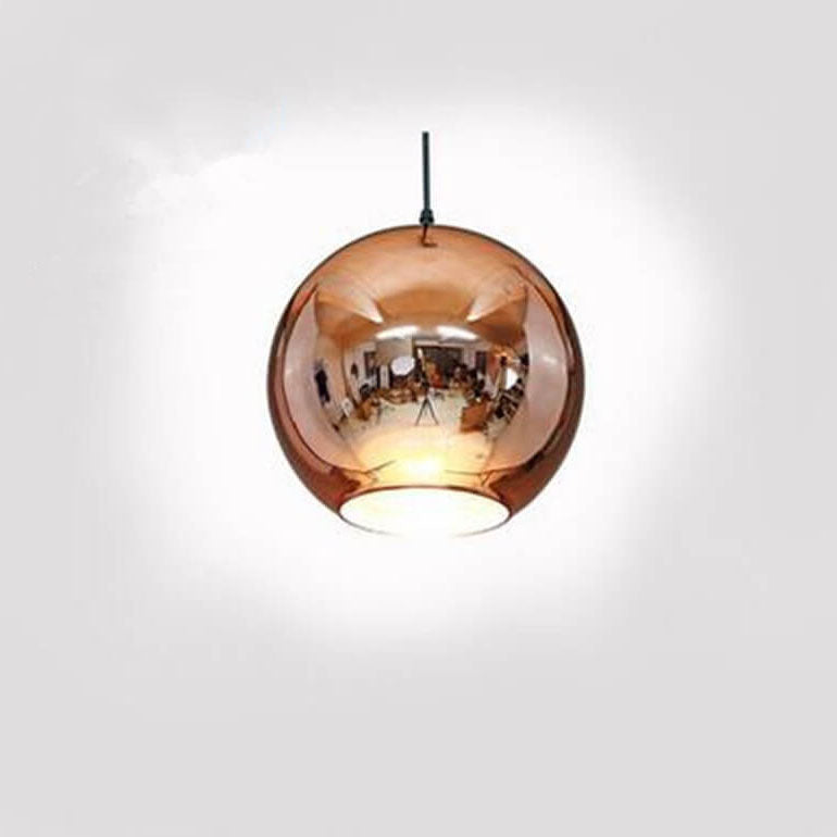 Modern Minimalist Round Ball Plated Glass 1-Light Pendant Light