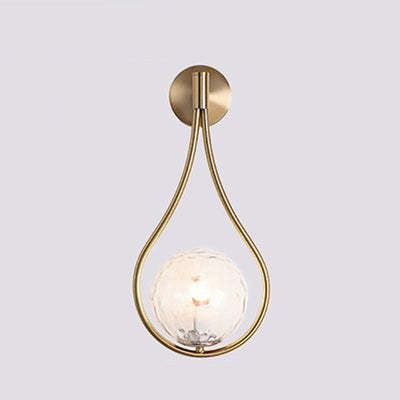 Modern Luxury Teardrop Round Ball Iron Glass 1-Light Wall Sconce Lamp