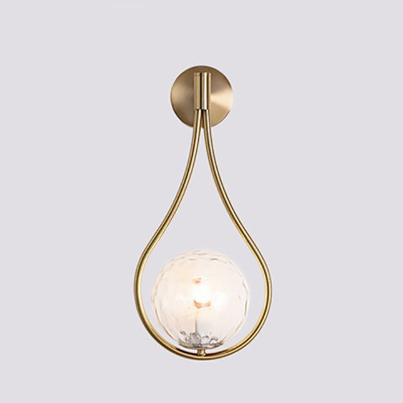 Modern Luxury Teardrop Round Ball Iron Glass 1-Light Wall Sconce Lamp