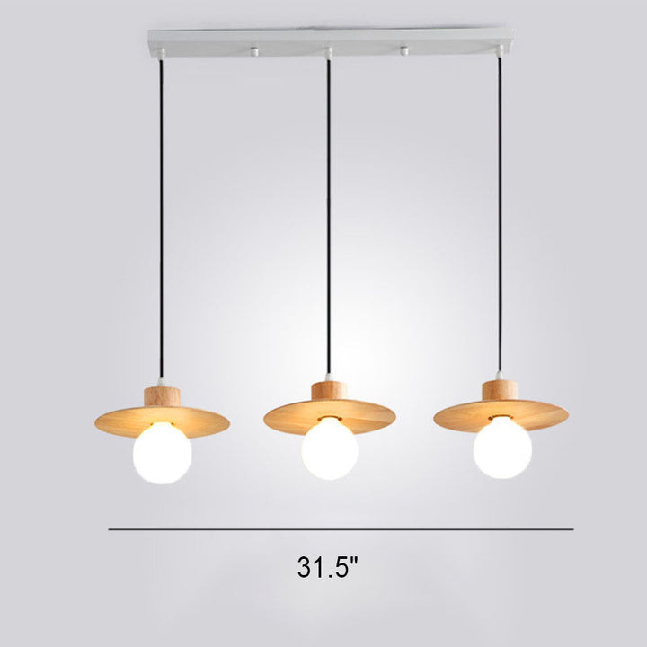 Nordic Minimalist Iron Wood Art 1/3-Light Island Light Chandelier