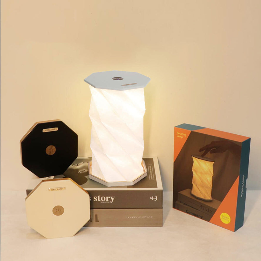 Contemporary Creative Rotating Foldable Wooden Touch LED Decoration Night Light Table Lamp for Bedroom