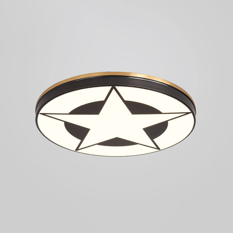 Simple Acrylic Pentagram Pattern Design All Copper LED Flush Mount Light