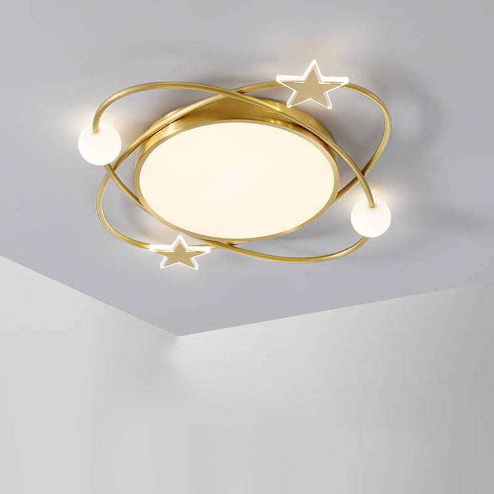 Lampe Plafonnier LED à Montage Encastré Design Étoile Créative Moderne en Acrylique et Cuivre Simple 