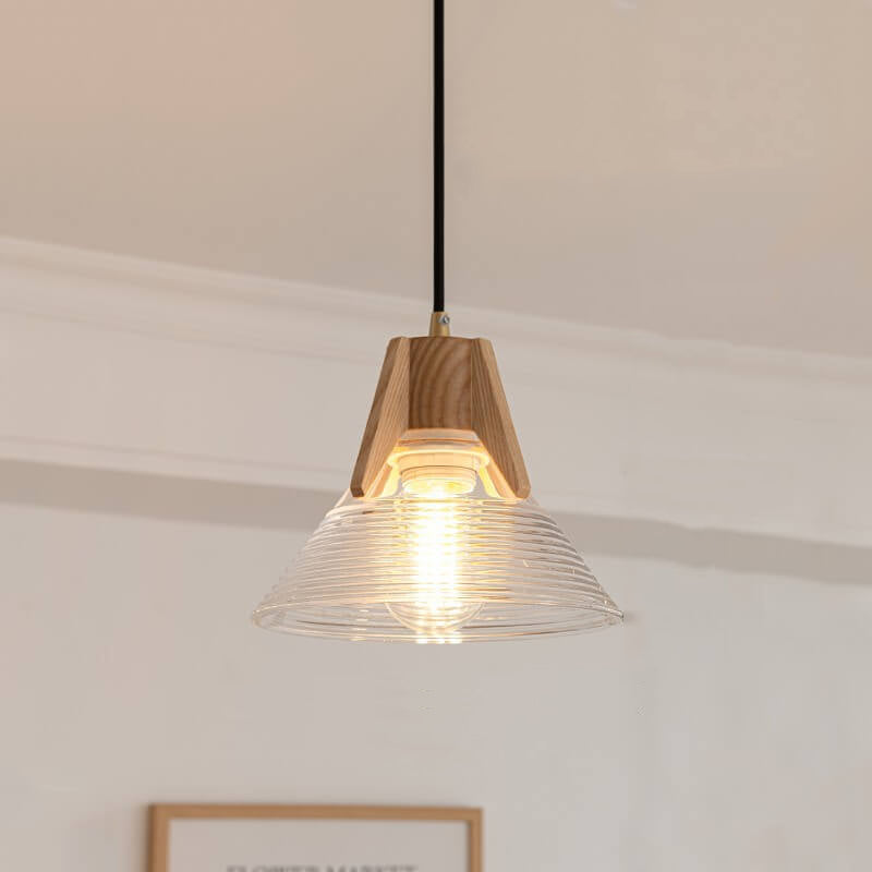 Lámpara de Isla de Cono de Vidrio de Tronco Japonés Vintage 1/3 Luces Candelabro 