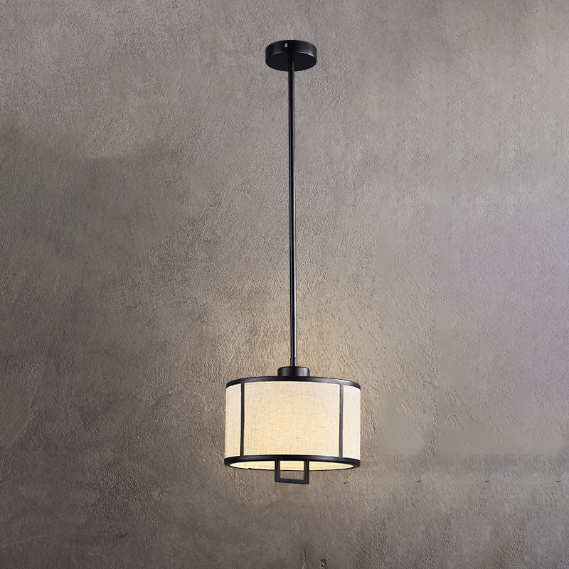 Lampe suspendue à 1 lumière en forme de colonne en tissu de fer de luxe, style nordique vintage 