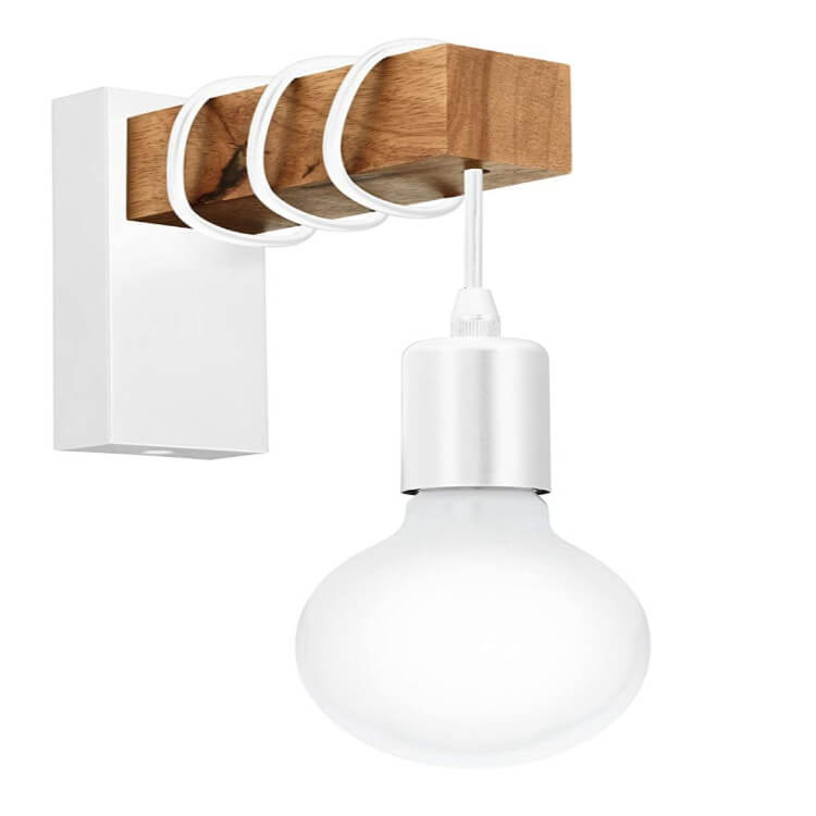 Abat-jour en plastique 1 lumière avec bras en bois et globe applique 