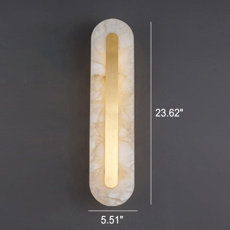 Light Luxury Brass Marble Oval Square LED Wall Sconce Lamp