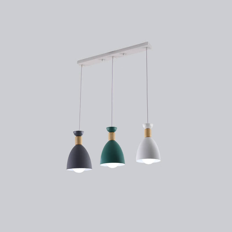 Nordic Simple Macaron Cone 3-Light Island Light Chandelier