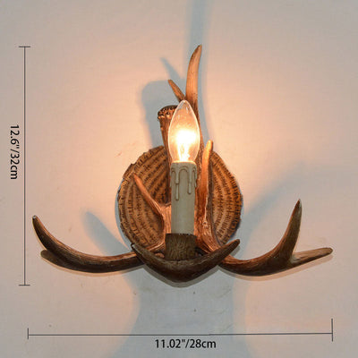 Traditional European Antler Resin 1-Light Wall Sconce Lamp For Living Room
