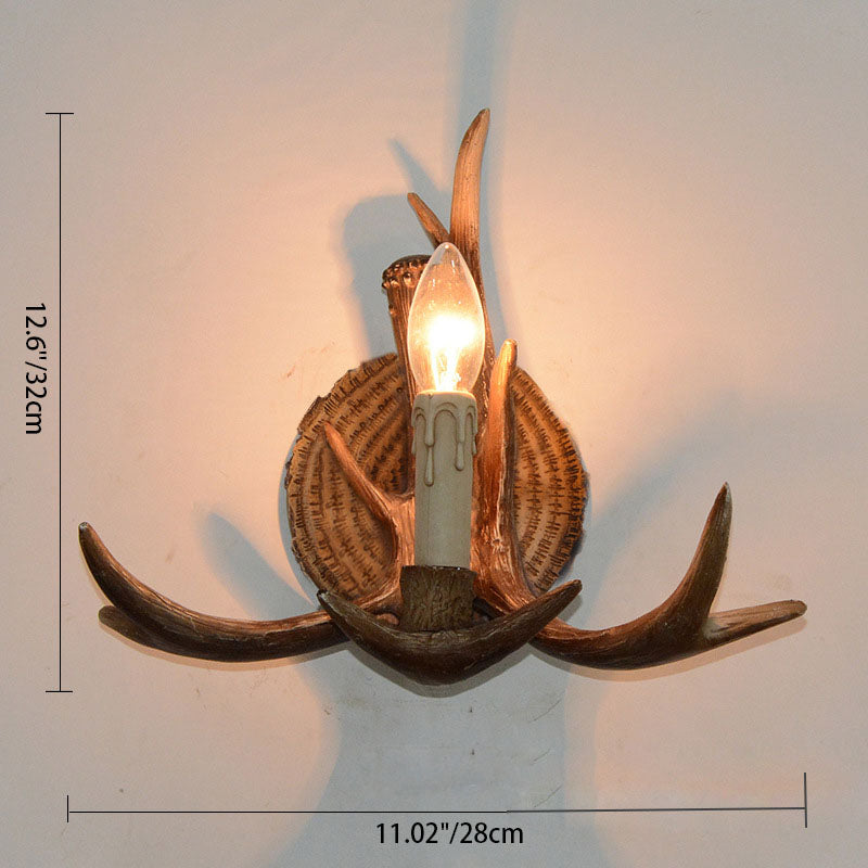 Traditional European Antler Resin 1-Light Wall Sconce Lamp For Living Room