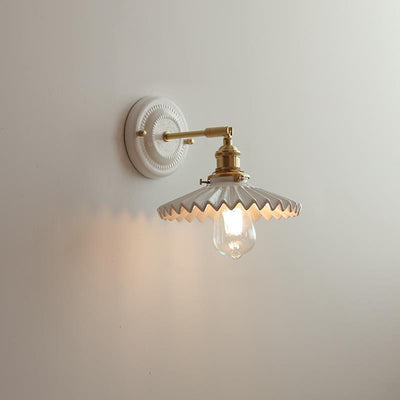 Vintage Japanese Ceramic Brass 1-Light Wall Sconce Lamp