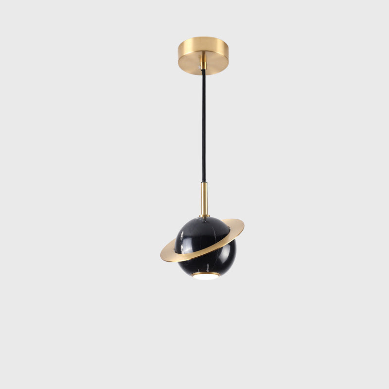 Contemporary Nordic Planet Marble Iron LED Pendant Light for Living Room