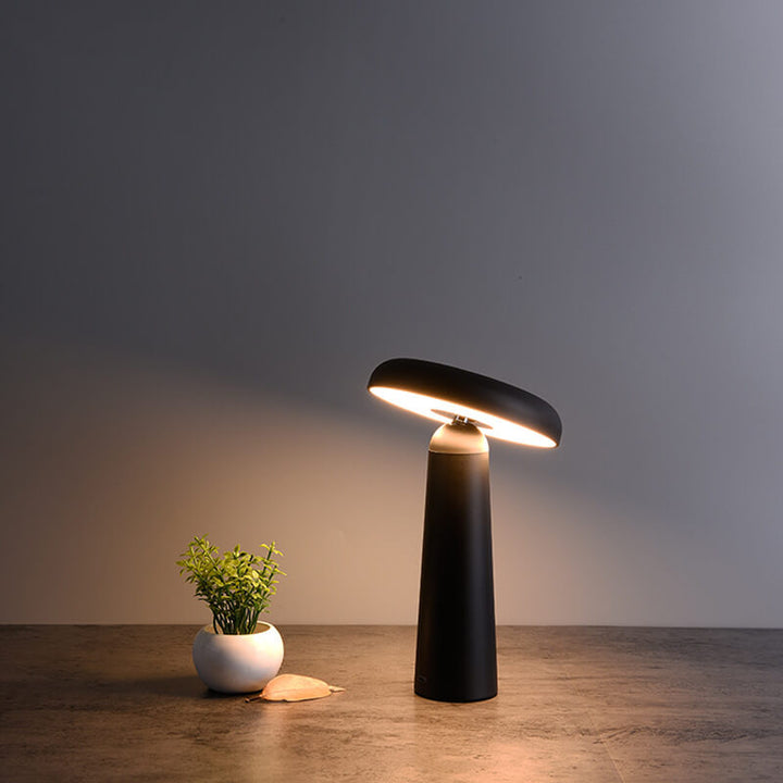 Contemporary Nordic PP Flying Saucer Rotatable USB Rechargeable LED Night Light Table Lamp For Bedroom