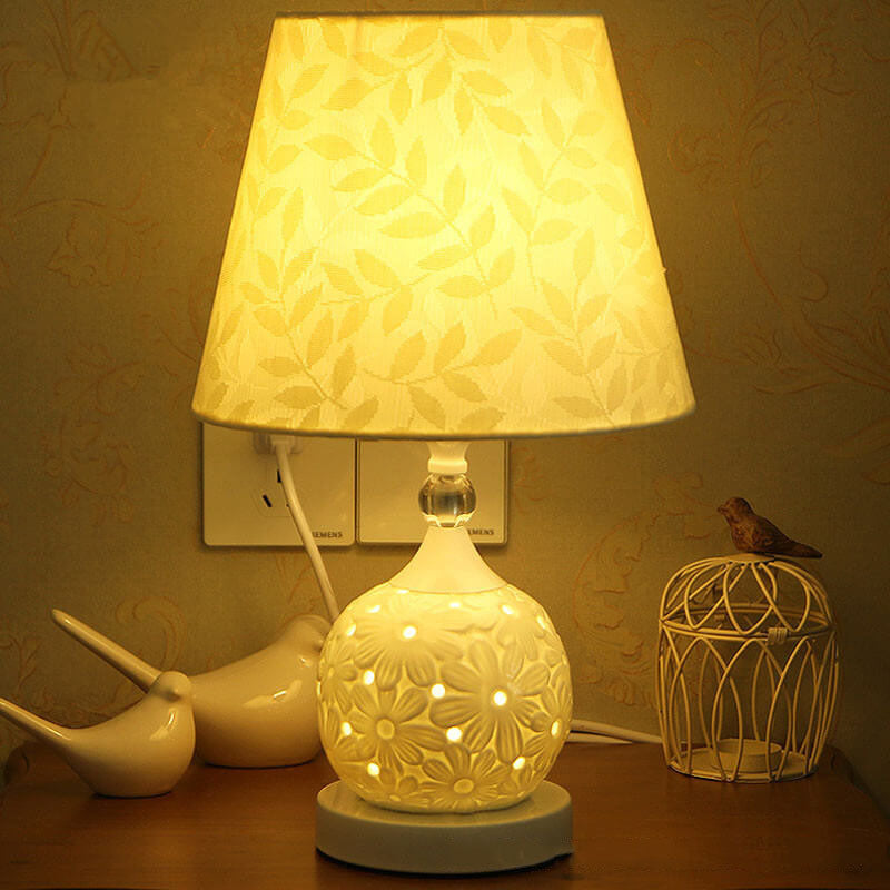 Lampe de Table en Céramique Minimaliste Européenne avec Télécommande et Variation de Lumière 1 Lumière 