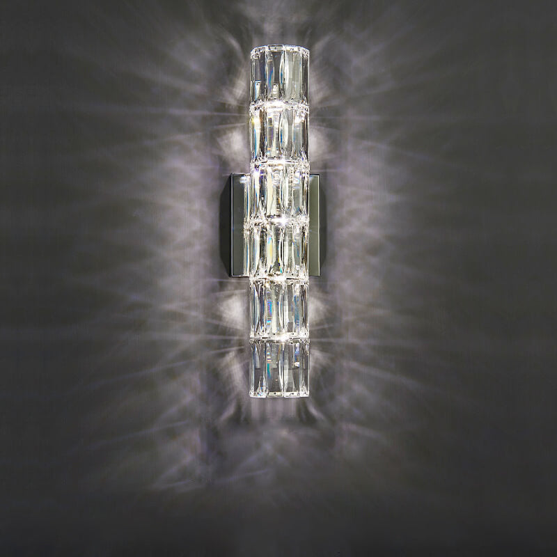 Moderno Lujo Plata Cristal Columna Aplique de Pared con 3/4/6 Luces 