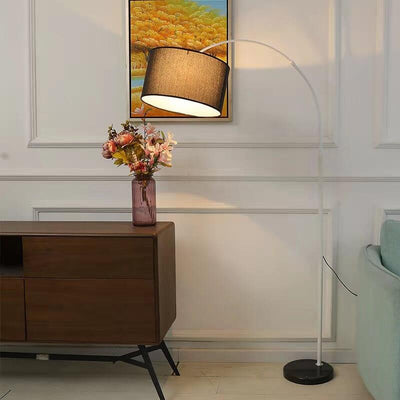 Nordic Creative Fabric Column Shade Fishing Rod 1-Light Standing Floor Lamp