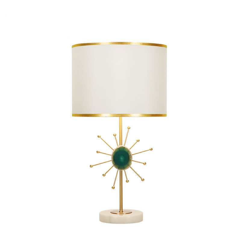 Lampe de table 1 lumière avec base en agate en tissu de luxe léger européen 