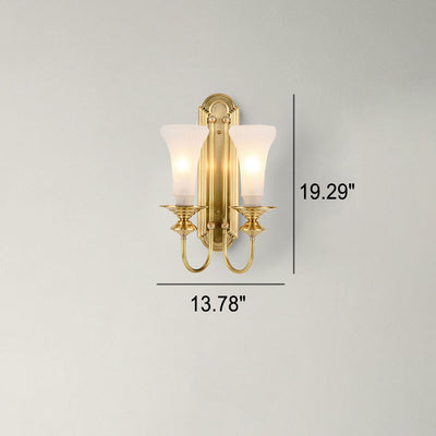 Modern Light Luxury All Copper Glass Petals 1/2-Light Wall Sconce Lamp
