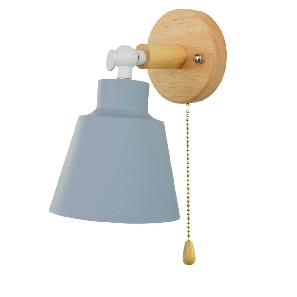 Nordic Minimalist Macaron Einfarbige Drehbare Holz 1-Licht Wandleuchte 