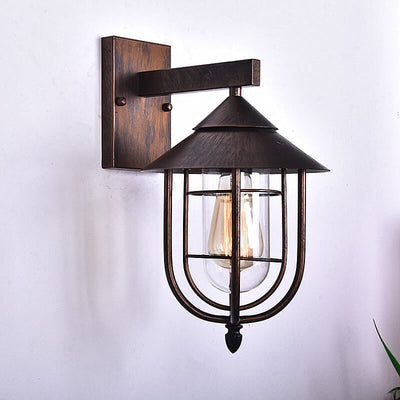 Vintage Industrial Iron Lantern Indoor Outdoor 1-Light Wall Sconce Lamp