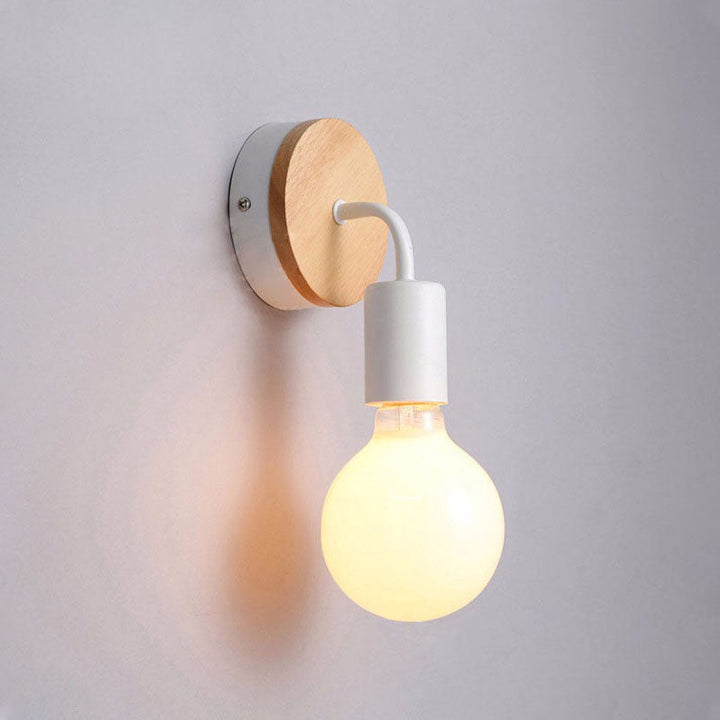 Lámpara Aplique de Pared de 1 Luz de Madera Curvada de Hierro de Simplicidad Moderna para Dormitorio 