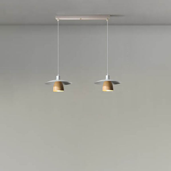 Modern Minimalist Wood Grain Aluminum Iron Round Cone 1/2/3 Light Island Light Chandelier for Living Room