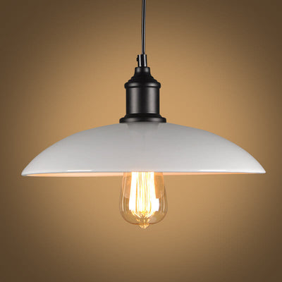 Lámpara colgante de 1 luz con tapa de olla redonda retro industrial de hierro 