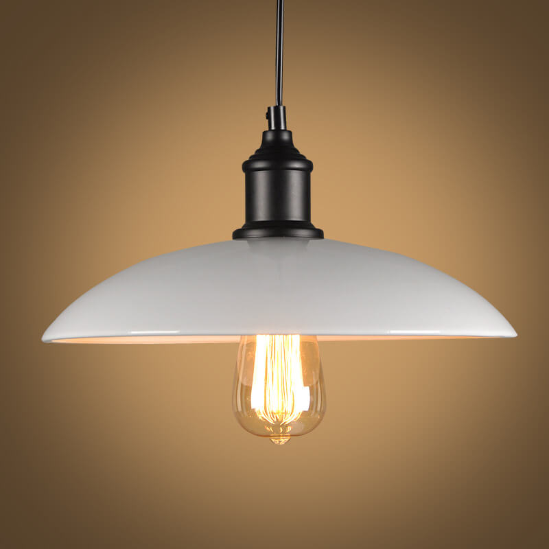 Lámpara colgante de 1 luz con tapa de olla redonda retro industrial de hierro 