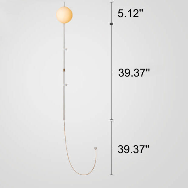 Minimalistische Langstab-Glaskugel 1-Licht Wandleuchte 