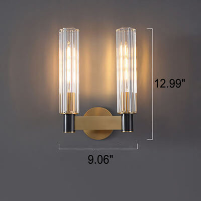 Modern Minimal Brass Crystal Column 1/2 Light Wall Sconce Lamp