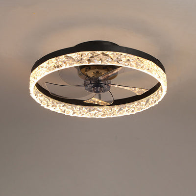 Modern Circle Ring LED Semi-Flush Mount Ceiling Fan Light