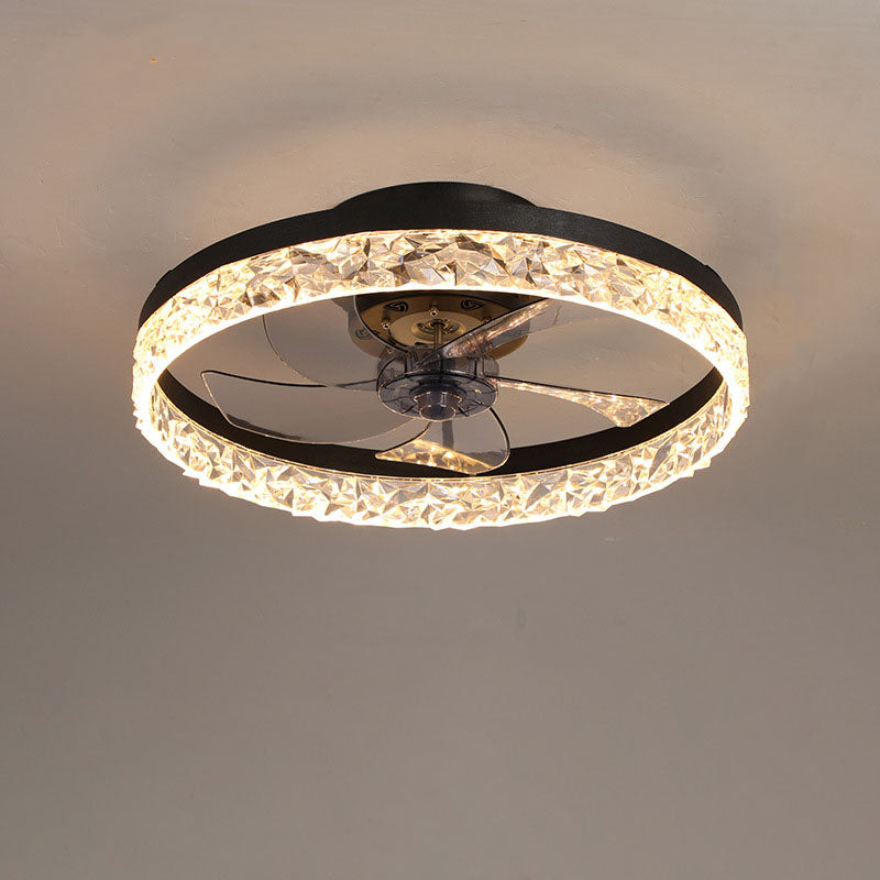 Modern Circle Ring LED Semi-Flush Mount Ceiling Fan Light