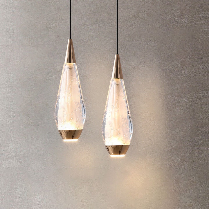 Moderne Luxus-Glasbeschläge Oval-Säulen-LED-Pendelleuchte für das Wohnzimmer 