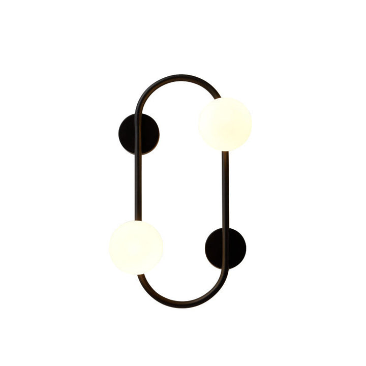 Aplique de pared contemporáneo nórdico de hierro con bola de cristal y aro ovalado de 2 luces para sala de estar 