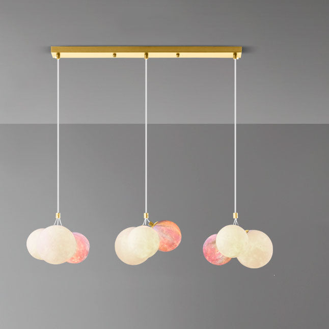 Lustre à 9 lumières en fer créatif moderne en forme de lune 