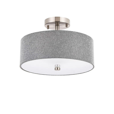 Modern Transitional Aged Brass Electroplated Base Fabric Cylinder Shade 3-Light Chandelier For Living Room