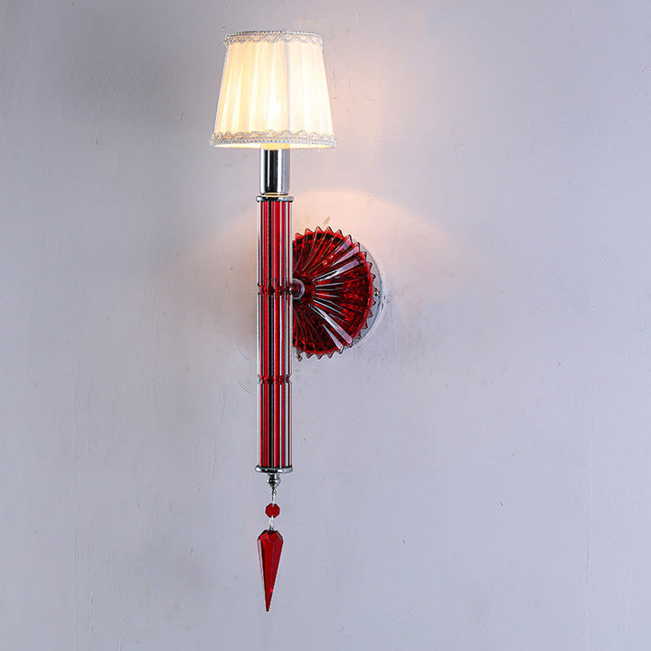 European Vintage Light Luxury Crystal Fabric 1-Light Wall Sconce Lamp