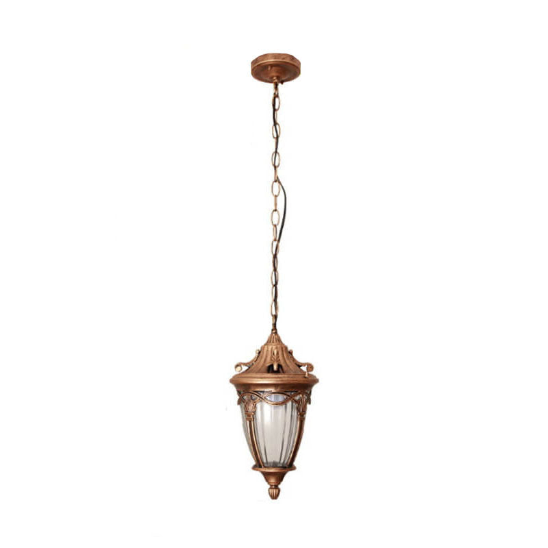 Europäische Vintage Oval Laterne Maple Leaf Outdoor 1-Licht Pendelleuchte 