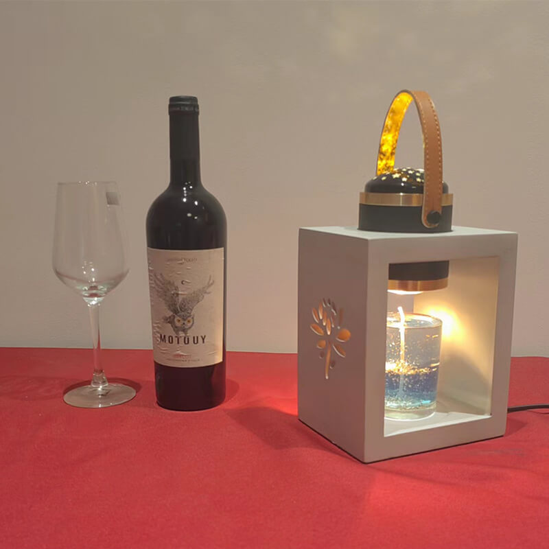 Moderne, minimalistische Massivholz-Tischlampe mit 1 Licht und schmelzendem Wachs 